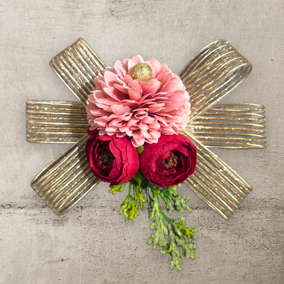 Ready-to-Use Artificial Flower Bunch with Peony, Carnation, Ribbon & Fillers – Under ₹99